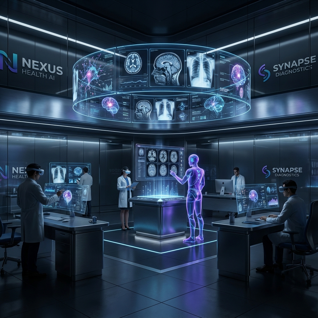 AI-Powered Medical Diagnosis System - Neural network analyzing medical imaging data